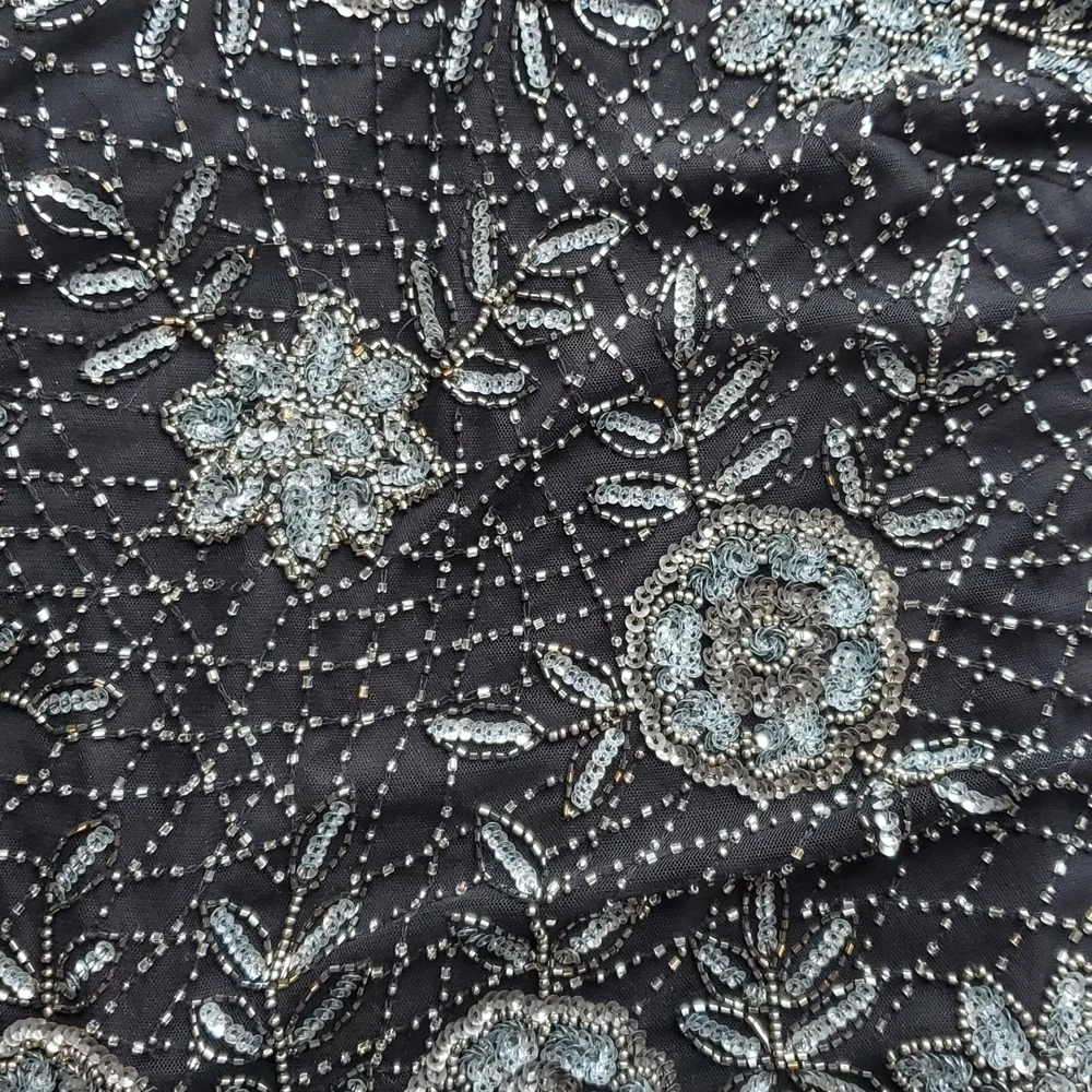 Pisarro Nights Black Vintage Maxi Beaded Sequin Gown 8 - Picture 4 of 8